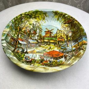 Daher Decorated Ware Tin Dish Moulin Rouge Vtg Bowl England Paris France Scene